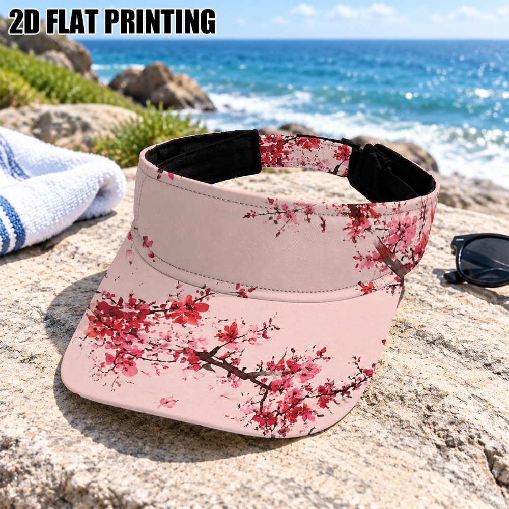 2d flat printing 1pc polyester hat with vibrant spring cherry   print for sports fitness outdoor hiking and casual wear