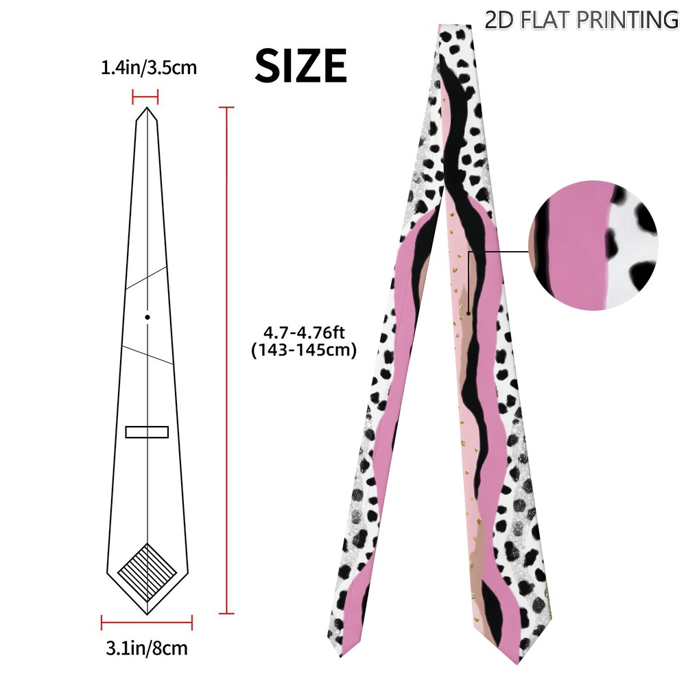 TEMU 1pc Animal Stripes Print Tie - Leopard Necktie Suitable For Weddings, Parties, Casual Wear, 1200-needle Fabric, Versatile For Everyday & Special