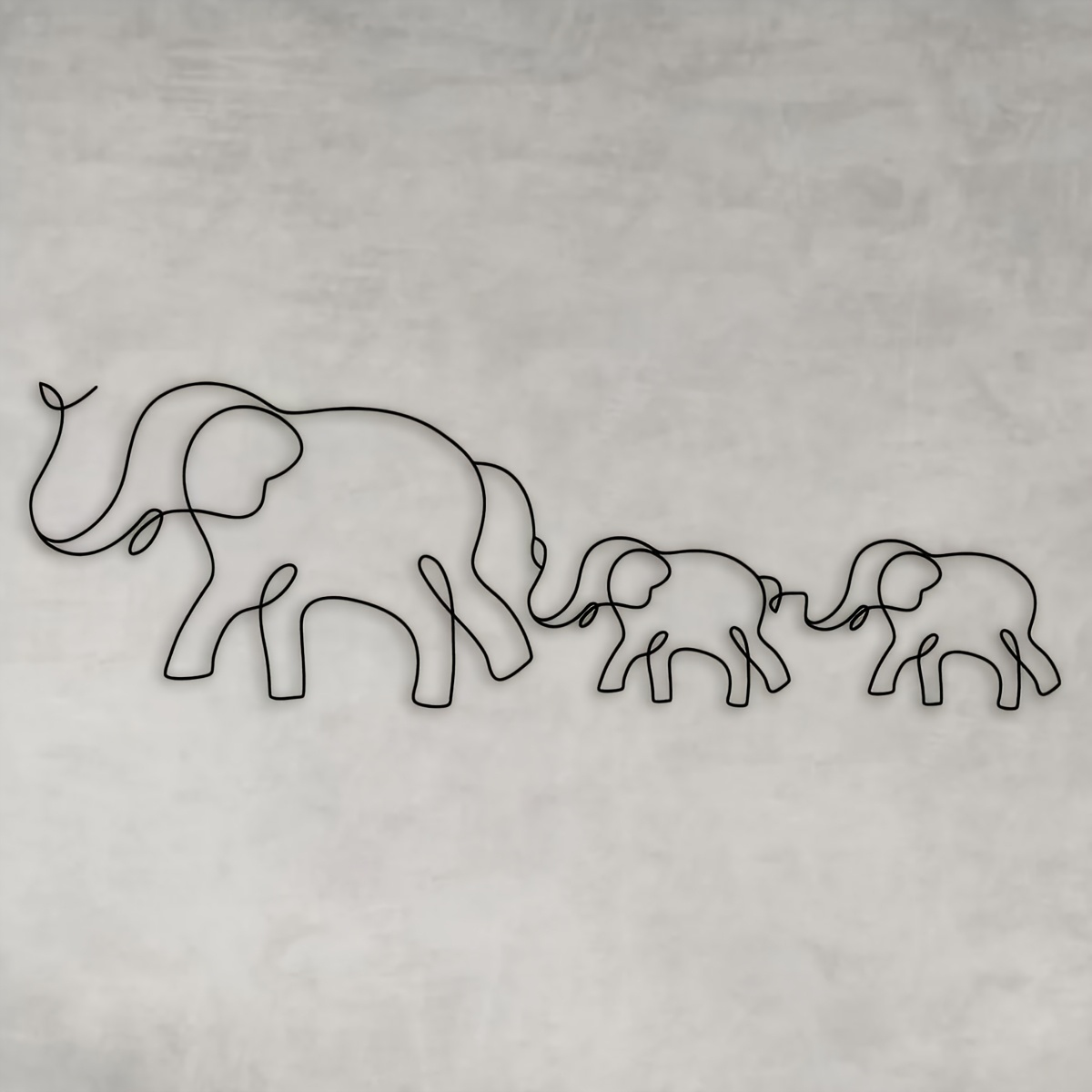 TEMU 1pc Metal Wall Art - Minimalist Laser-cut Iron Elephant Herd With Parent & Elephant , Black Art For, Room, Housewarming Gift, Modern (easy