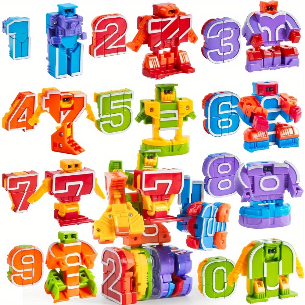 TEMU 10pcs Robots Numériques Jouets Éducatifs, Robots Numériques, Figurines Jouets d'Apprentissage, Cadeaux d'Anniversaire de Noël