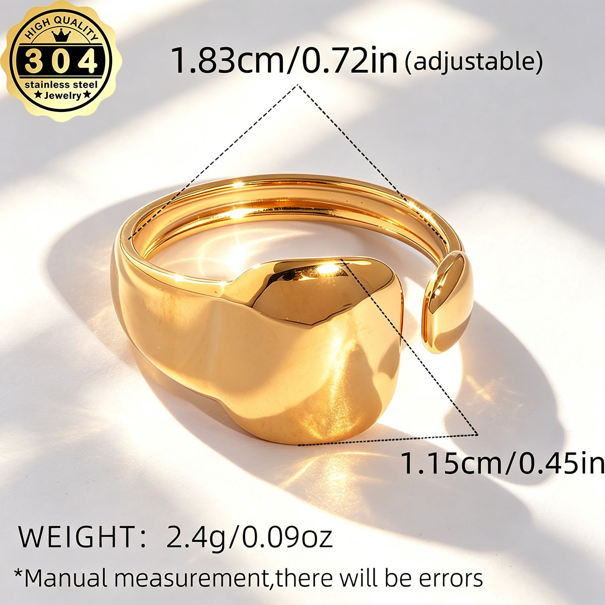 Women's Geometric Irregular Stackable Ring, 18K Gold Plated