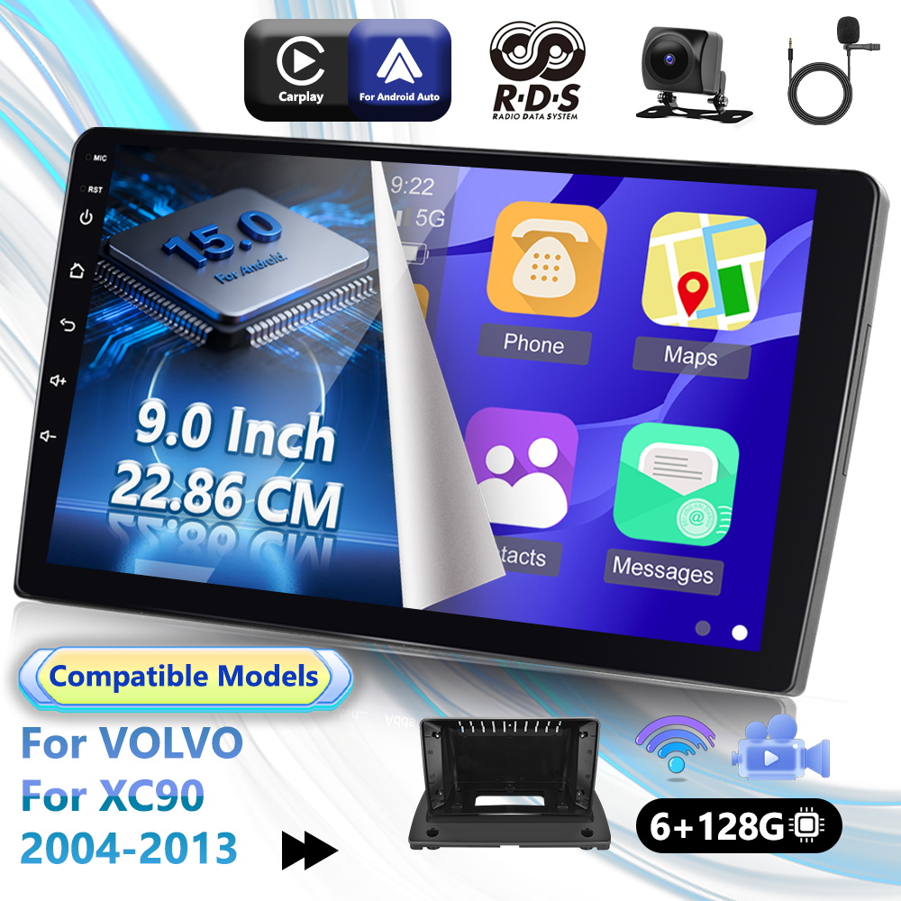 Image of For 2004-2013 Compatible With 9-inch 15 Double Din Car Stereo With /wifi/rds Radio, Built-in Dsp, 6gb+128gb, , Input, Mic & Reversing Camera - Left-hand Drive (lhd) System