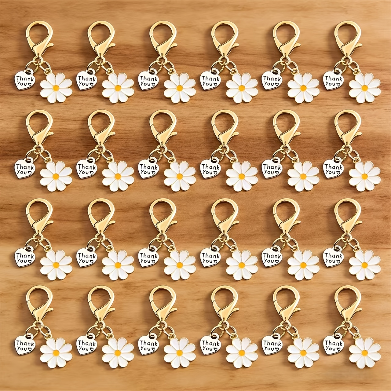 E-shop Gänseblümchen-Schlüsselanhänger mit „Danke“-Anhänger Karabinerhaken, kleiner Blumen-Schlüsselring, geeignet für Rucksäcke, Handtaschen,
