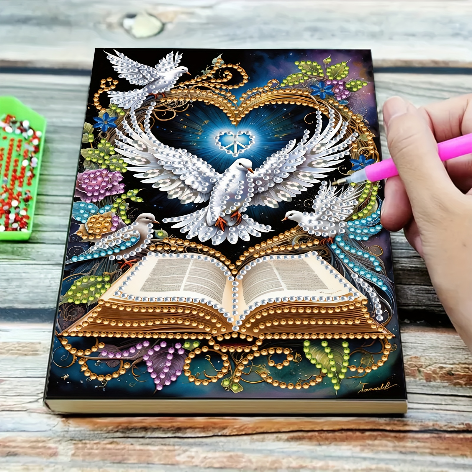 TEMU Carnet de collage 1 livre à peindre au diamant à faire soi-même avec motif de pigeon - Couverture brillante adaptée au , à l'écriture, aux