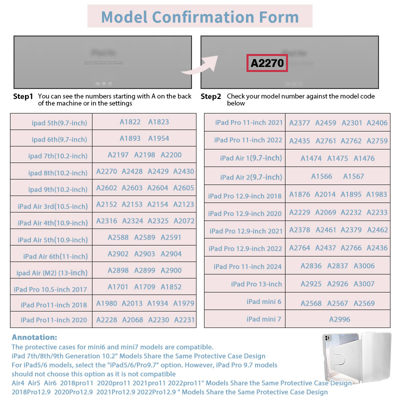 Case for Ipad Protective Cases Compatible With:720° Rotation, 2024 for apple Tablets (Air 6, for Ipad 9Th Gen Leather Case, Pro, Mini 7/6, Air 5/4). Features: Lightweight, Drop-Resistant