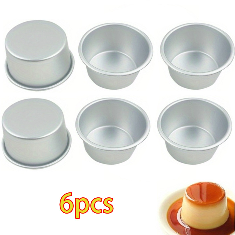 

6-pack Round Aluminum Muffin & Cupcake Pans - Oven Safe Baking Cups For Tarts, Brownies, Cake, Chocolate Lava - New Year's Kitchen Essentials