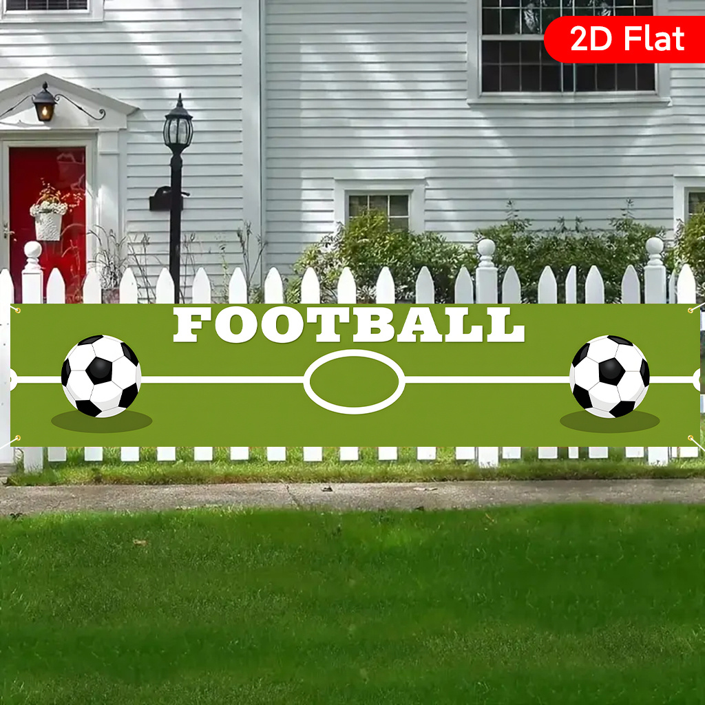 TEMU Bannière 2D Plate, 2D Plate - 2D Plate, 2D Plate - 2D Plate Bannière 1pc, Terrain de Football avec Ballons de Football, Bannière de avec Motif ,