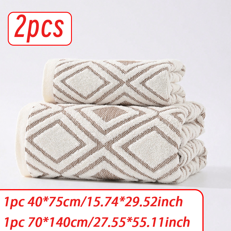 2pcs/4pcs Set, 100% Pure Cotton Towels Measuring 40*75Cm, Bath Towels Measuring 70*140Cm, Modern Minimalist Houndstooth Cotton Towel And Bath Towel Set, Elegant Towels And Bath Towels for Couples, Perfect As Valentine'S Day Gifts