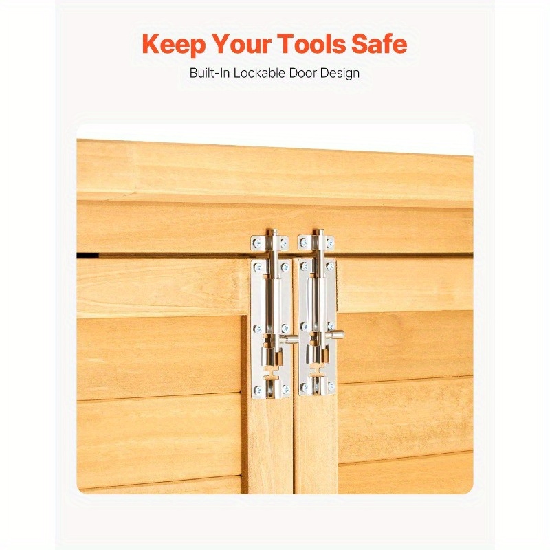 Outdoor Wooden Storage Shed Waterproof Garden Tool Metal Shed, 55x67.5 Inches, Rustresistant Construction