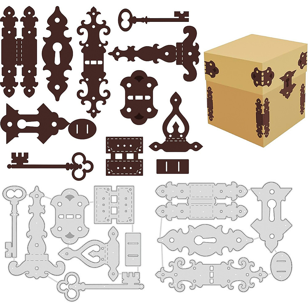 Image of 1set 2pcs Hinge Carbon Steel Cutting Dies Stencils For Scrapbooking Photo Album Embossing Paper Card Mixed Patterns 2pcs/set New Year’s Gifts Craft Supplies Stickers Handmade Set