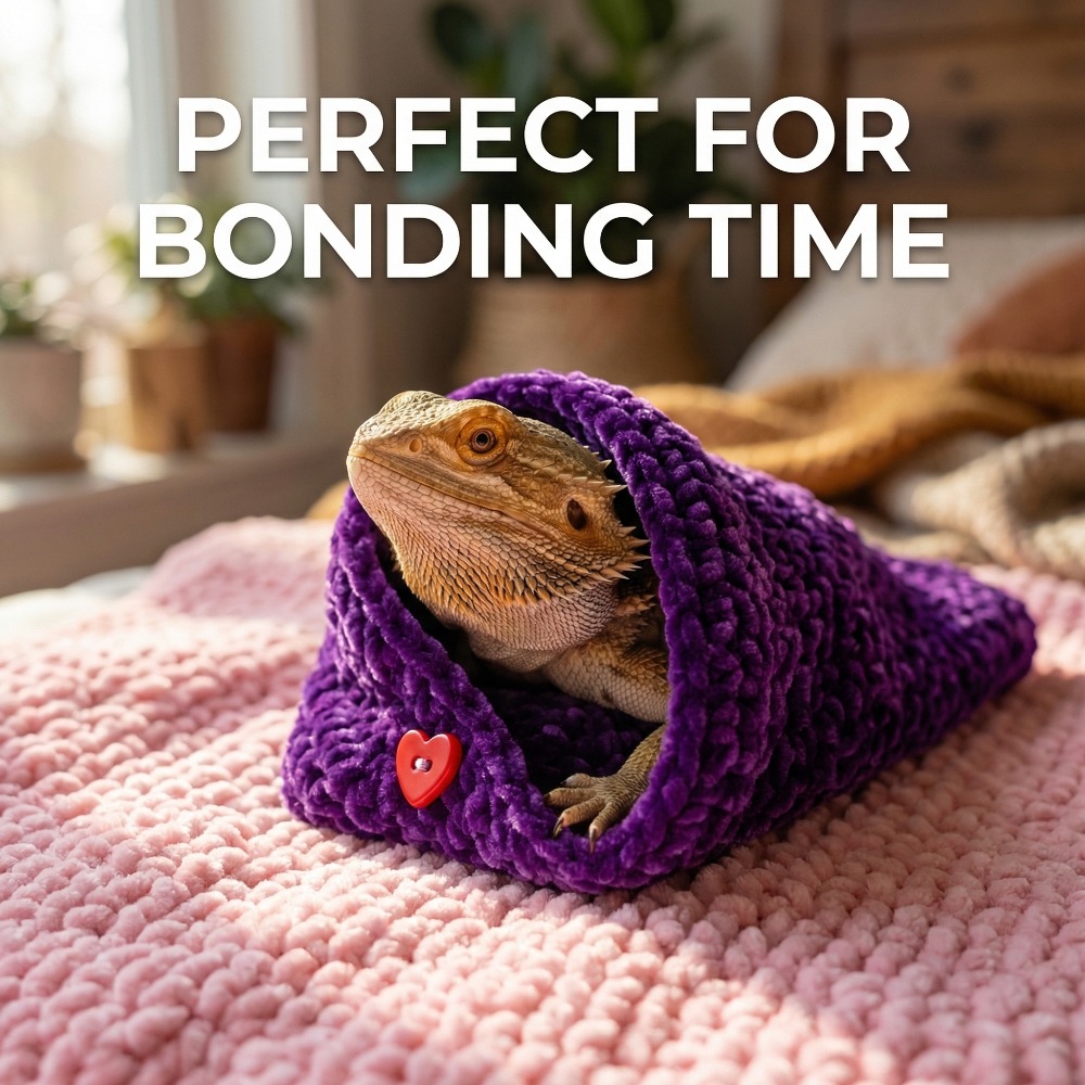 Reptile Blanket Suitable for Sleeping & Travel - Super Soft Chenille Lizard Wrap with Adorable Cocoon Bed for, Frogs, Lizards - Cozy Snuggling for Bonding & Photography, 5 Colors, 29.97x29.97cm for Small Amphibians - Image 4