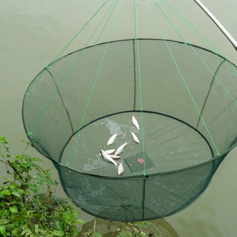 drop landing fishing net QualyQualy Foldable Net, Fishing Pier Nets, for Pulling Up Fish with Rope, Portable Bridge Fishing Net for Minnows, Crawfish, Shrimp, Top Dia. 31.5