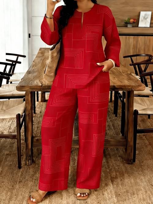 two piece new european and suit loose fit for daily wear small v neck top with casual pants womens outfit