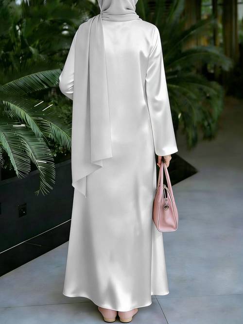 roupão muçulmano elegante estilo , com de estilo de , adequado para e . vestido de comprida , confortável e é perfeito para deslocamento e férias. estampa digital. acessório lenço de