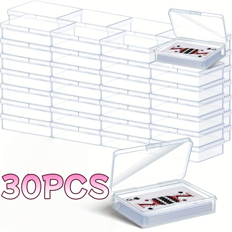 TEMU 30pcs Of Transparent Polypropylene Card Storage Box With Hinge Cover And Flip Closure Design, Thickened Heavy-duty Card Specific Storage Box