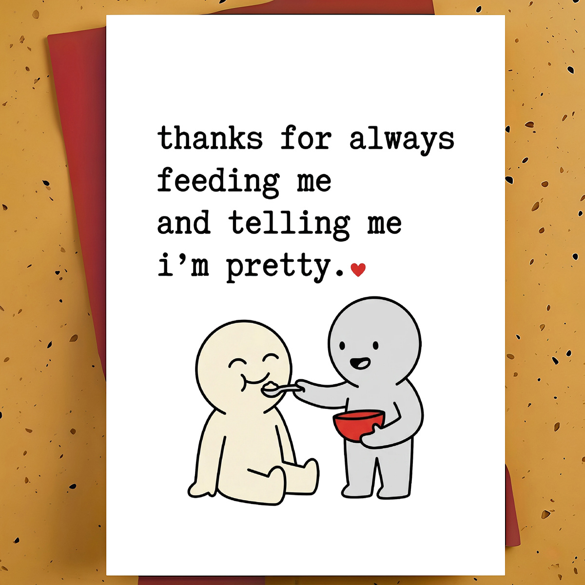 TEMU 1pc Funny Romantic Anniversary Love Card With Message – "thanks For Feeding Me And Telling Me I'm Pretty" – Unique Gift For Women, Men, Husband,