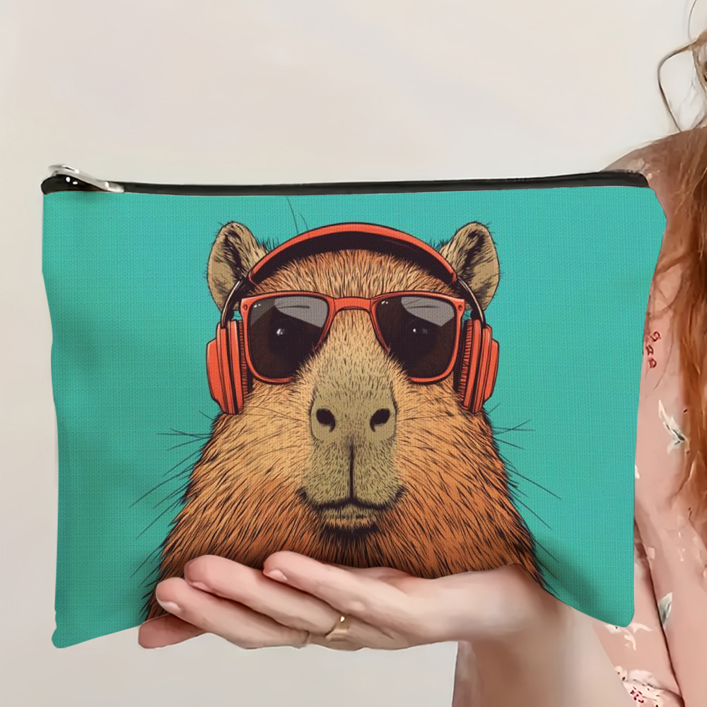 TEMU 1pc Capybara Makeup Pouch For Travel, Featuring Cartoon Designs For Storing Cosmetic Items, Holiday Presents And Great Gifts For Women And