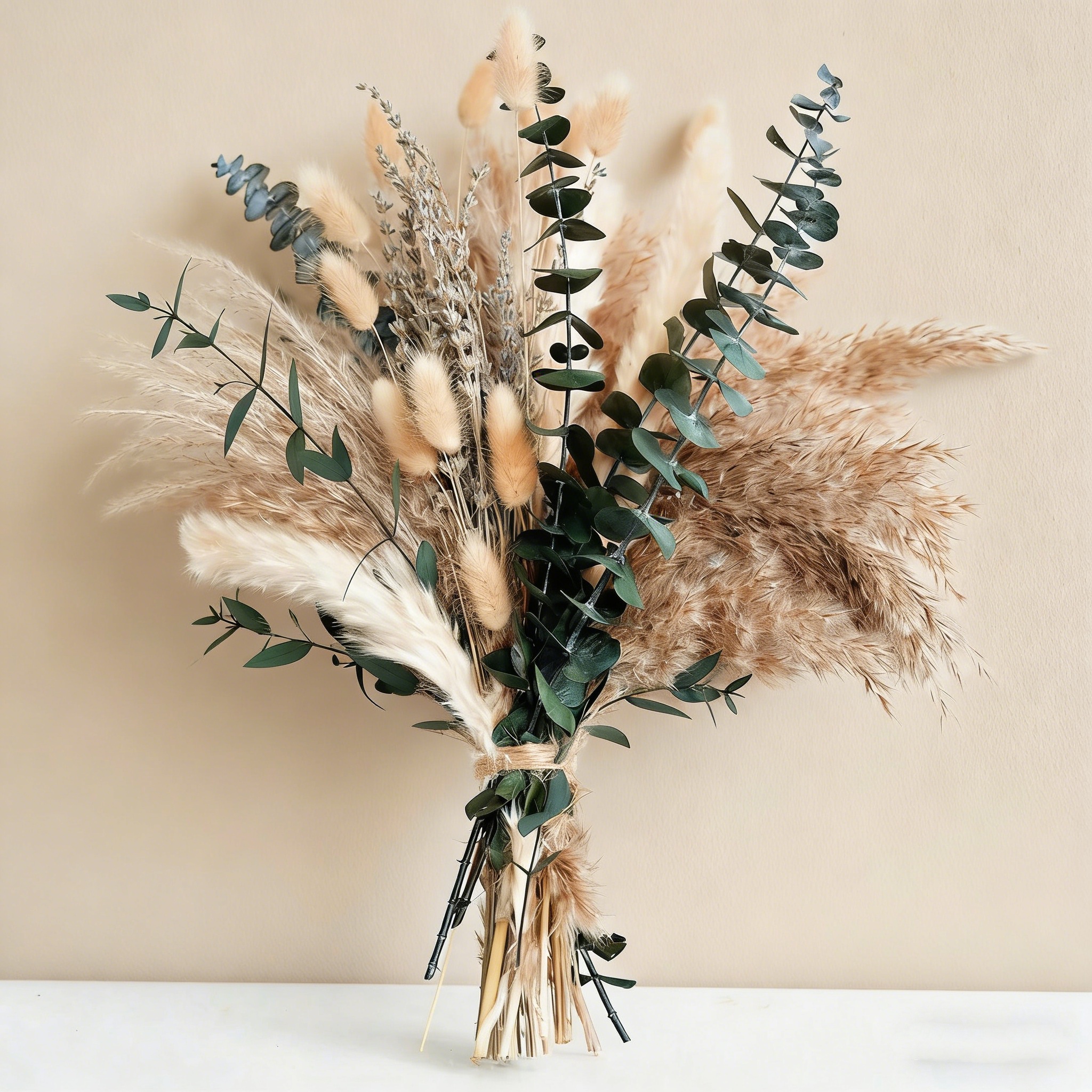 TEMU 87pcs Dried Flower Pampas Bunny Rabbit Tail Grass Eucalyptus Bouquet Boho Home Vase Room Living Seasonal Decor Dry Flowes Chic Wedding Party