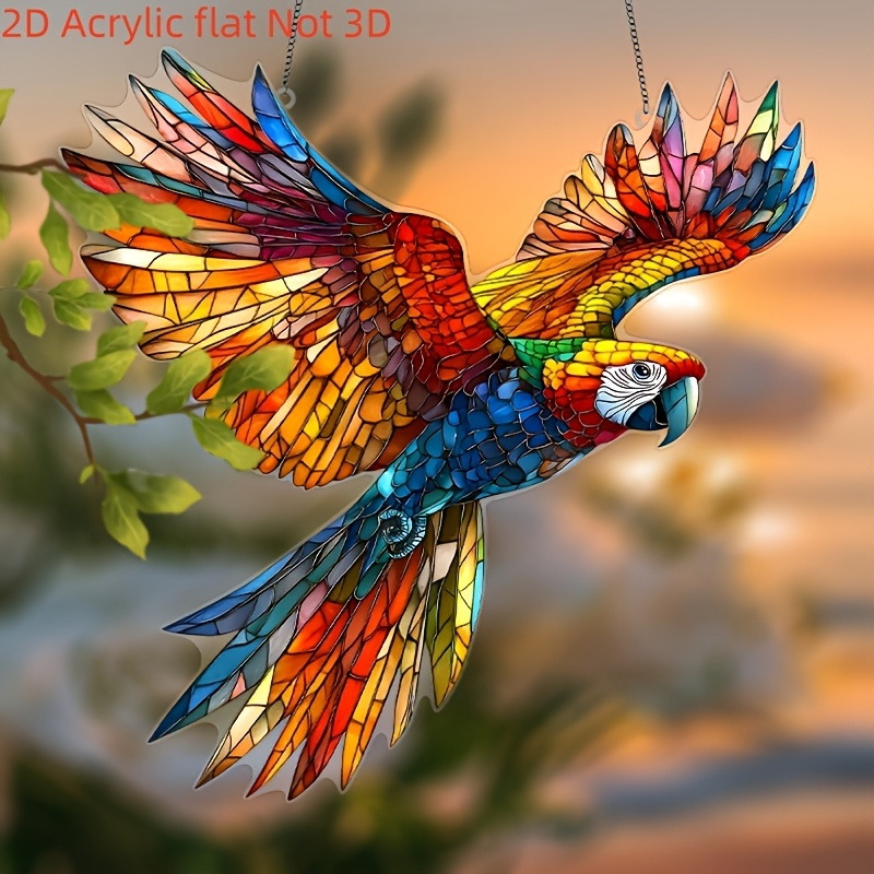 TEMU 2d Flat - Suitable For All , A 6 Inch X 6 Inch 2d Parrot Sun Catcher Designed For Colored Window Hangings, Decorating Rustic Style Rooms, Window