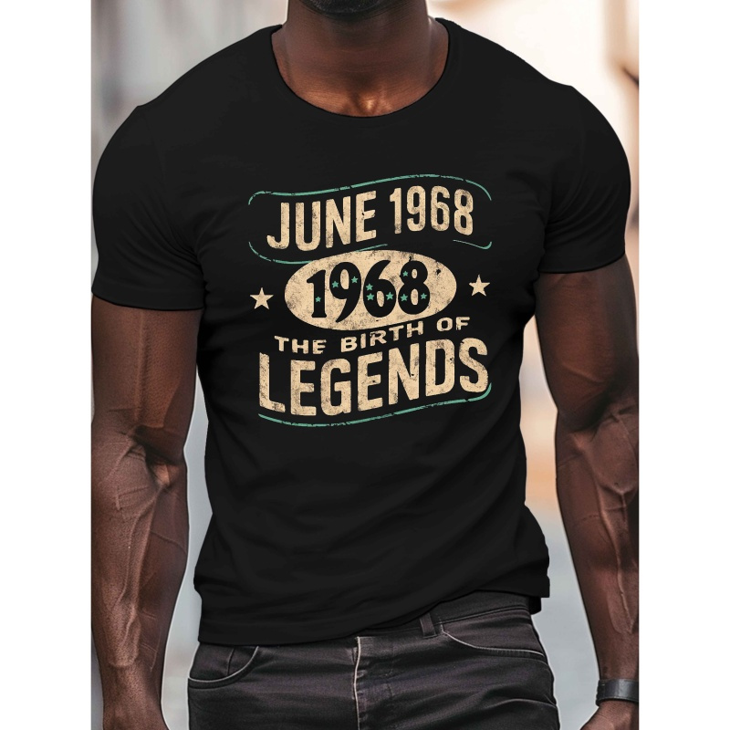 

1968 Print Men's T-shirt - Casual Crew Neck, Short Sleeve, Lightweight & Comfy Summer Tee