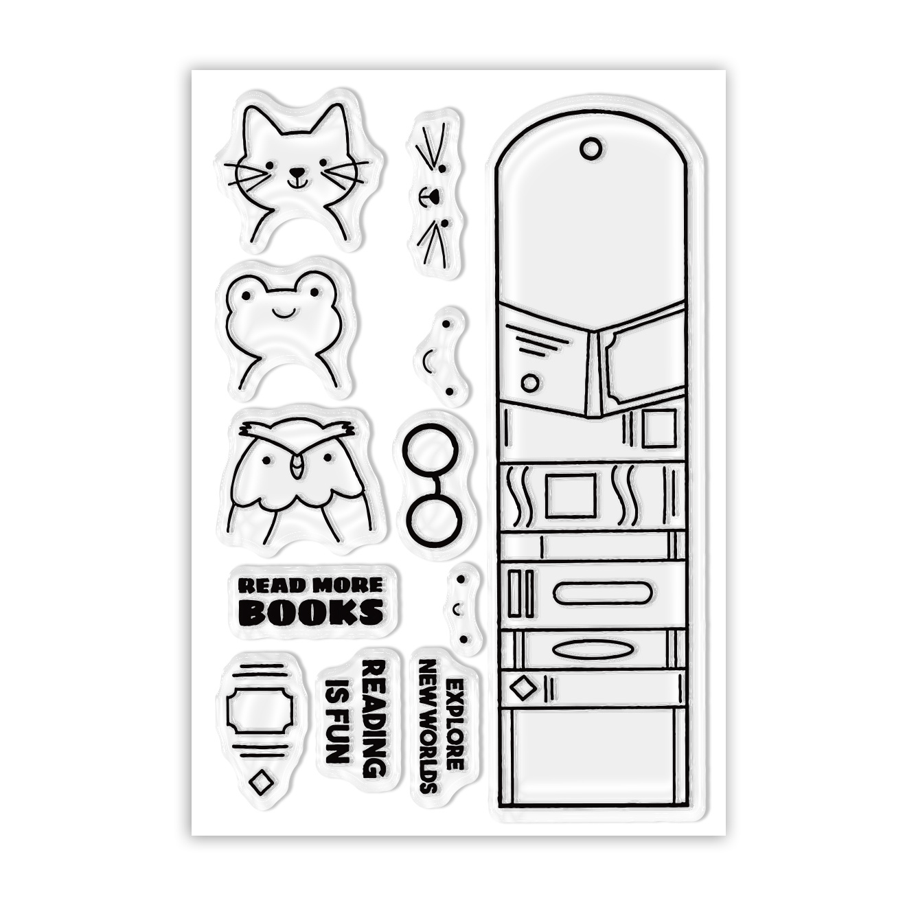 

1 Set Silicone Clear Stamps And Cutting Dies, Cute Animal Bookmarks Design With Cat, Frog, Owl For Diy Crafts, Greeting Cards, Crafting - 4.33 Inches