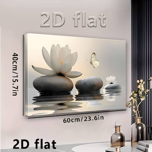 2d flat suitable for lotus meditation wall art prints minimalist decor with solid wood frame white stone yellow breathe wrap around canvas for bathroom studio multi size decoration style 2d flat