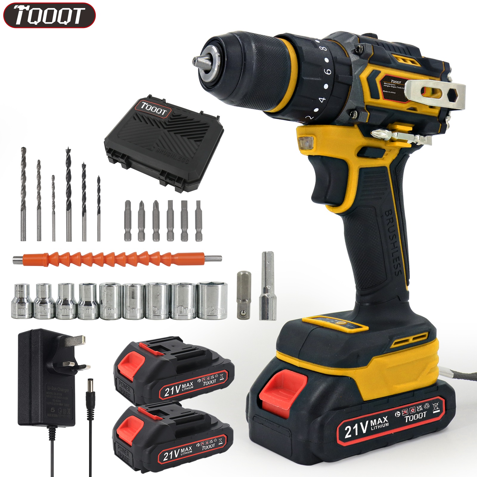21v cordless hammer drill set brushless electric impact driver screwdriver with 2 1500mah lithium   design for home   projects   gift for your   details 0