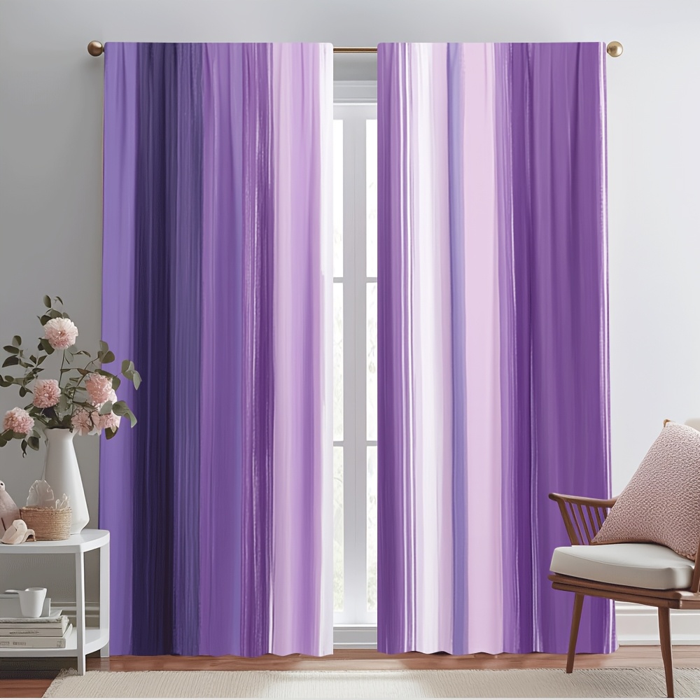 TEMU 2d Flat, 2pcs Panels Modern Semi-sheer Curtains - Rod Pocket Panels Suitable For Bedroom, Living Room,, Filtering Drapes, Machine Washable