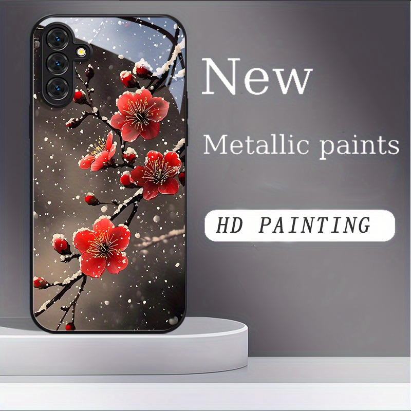 TEMU Metallic Paint Tempered Glass Phone Case Suitable For Galaxy A14 A24 4g A04 A04s A05 A05s A06 A13 A15 A16 A22 A23 A24 A25 A32 A33 A34 A35 A52