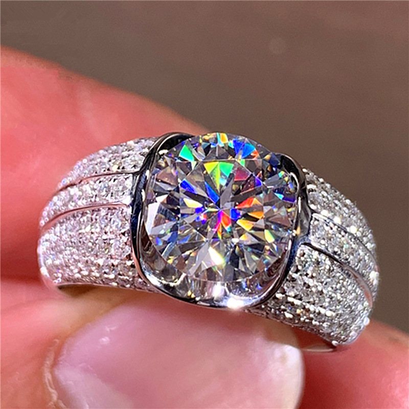 Fashionable Luxury Shiny Round Synthetic Zirconia Women's Engagement Ring, Exquisite Jewelry Accessories For Daily Banquets, Gifts