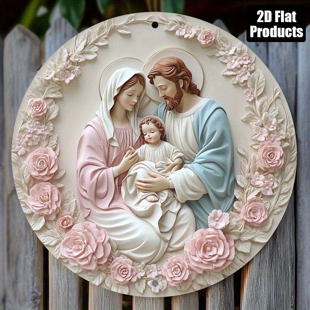TEMU 2D, un regalo adecuado para las , 1 pieza de obra de arte de letrero de madera con impresión 2D con de de y el Jesús, placa de madera 2D de
