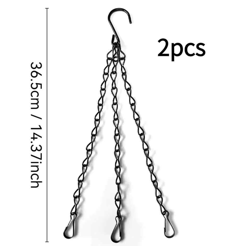 TEMU [2/3pcs] Black Metal Hanging Chains For Hanging Baskets, 3-point Reinforced Flower Pot Chains, Rust-proof Hanging Chains For Outdoor Courtyards,