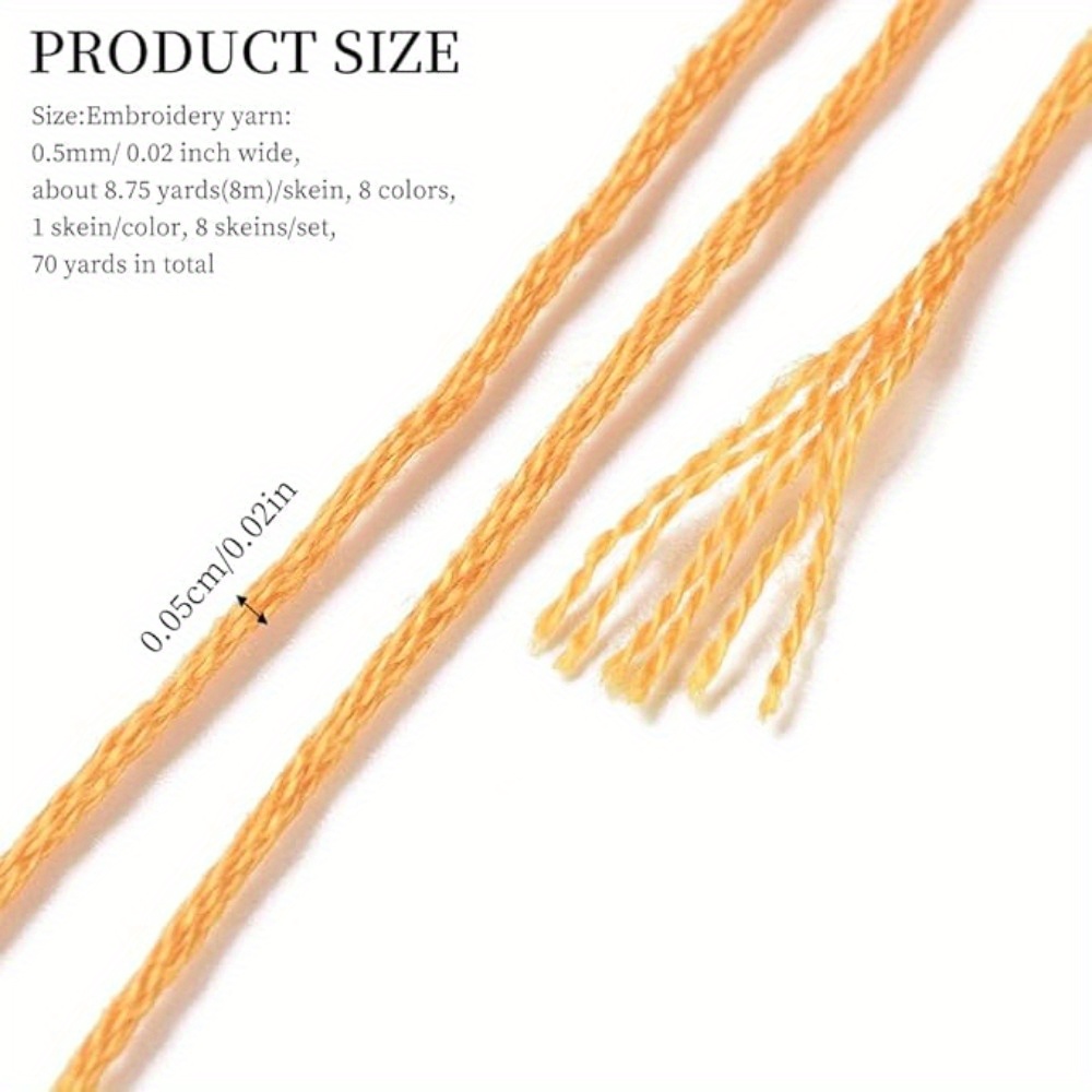 8 Skeins 6-Ply Polyester Embroidery Floss Set