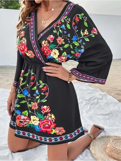 womens mexican embroidered dresses summer rustic floral - Temu womens mexican embroidered dresses summer rustic floral - Temu