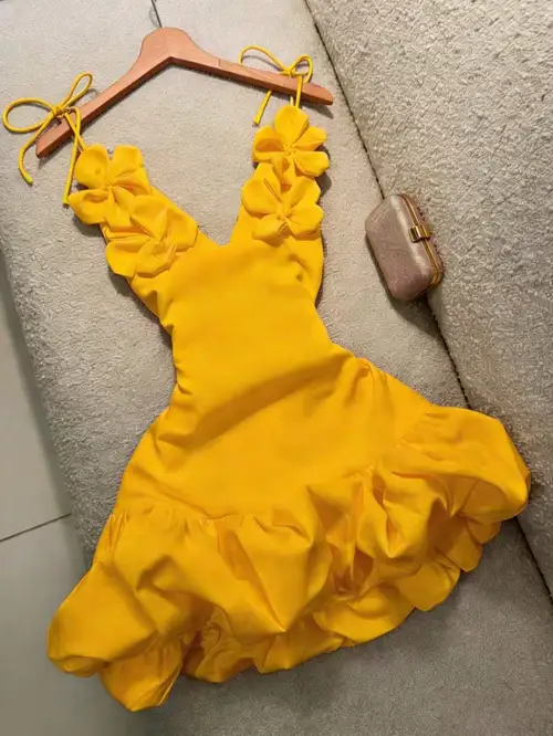 short yellow summer dress LOOBIS Women's 2024 Summer Cami Mini Short Dress Yellow Summer Solid Color Cami Dress Spaghetti Strap Dress at Amazon Women's Clothing store