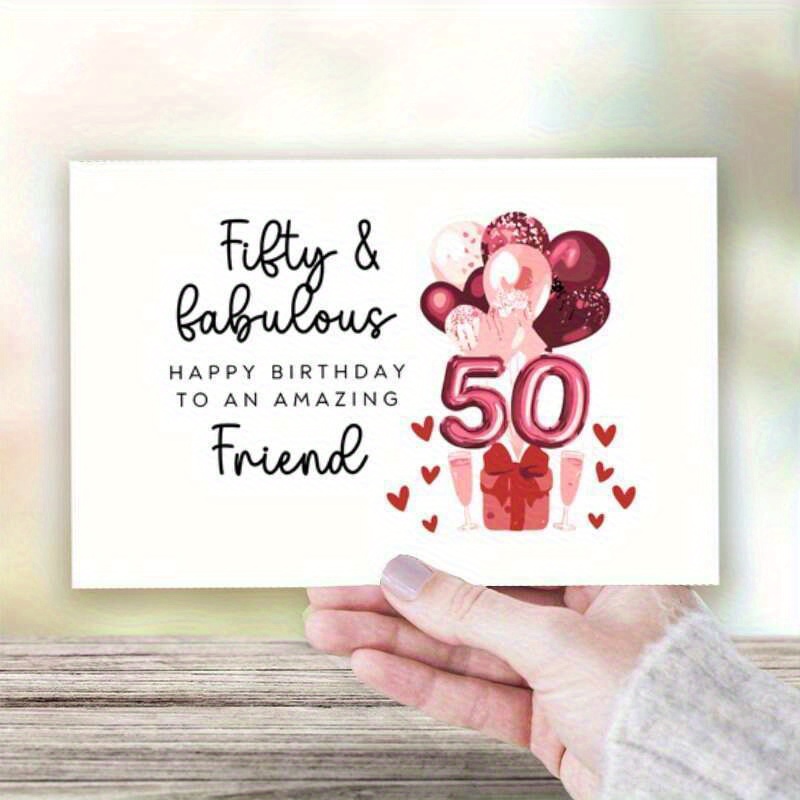 TEMU A Fun 50th Birthday Card For A Friend, Spring. Happy Birthday, ! A Easy Birthday Card, An Ideal Gift For A Friend