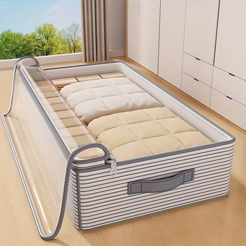 Large Storage Organizer Bag - Heavy-Duty Non-Woven Fabric with Clear Window, Multi-Layer Clothing Organizer for Closet, Under-Bed, Travel - Space-Saving Vertical Storage for Women's Fashion, Bedroom, Home - Elegant Modern Design, Clothes Organizer S 1