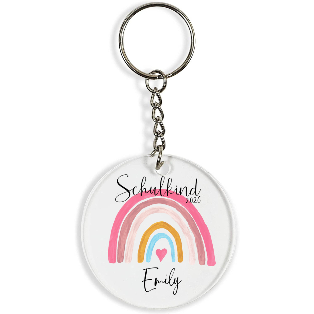 1pc Custom Schulkind 2026 Back To School Ornaments, Personalized Rainbow Design Keychain, Durable Clear Keyring, Mobile Phone Chain, Backpack Chain Decoration, School Gift