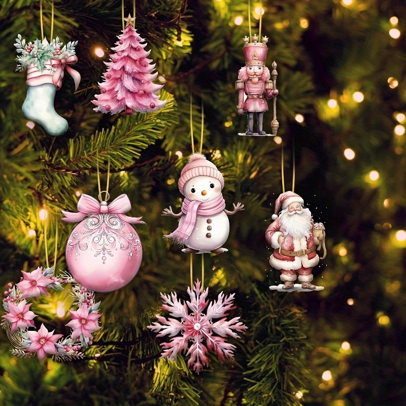 

24- Christmas Wooden Ornaments Hanging , , Pendants For Christmas Tree, No Needed