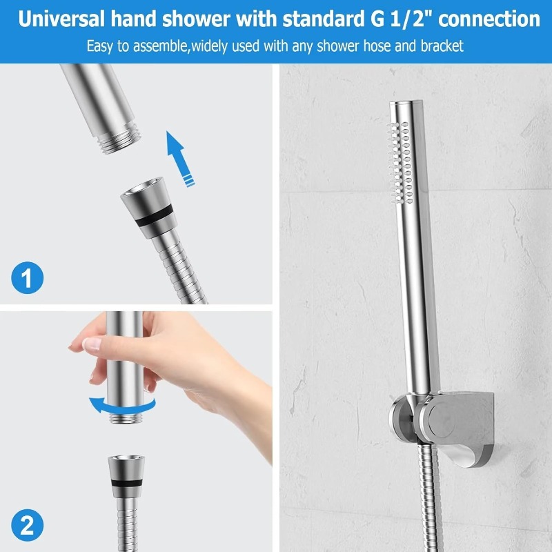 Handheld Shower Head with Water-Saving Features and Chrome Finish