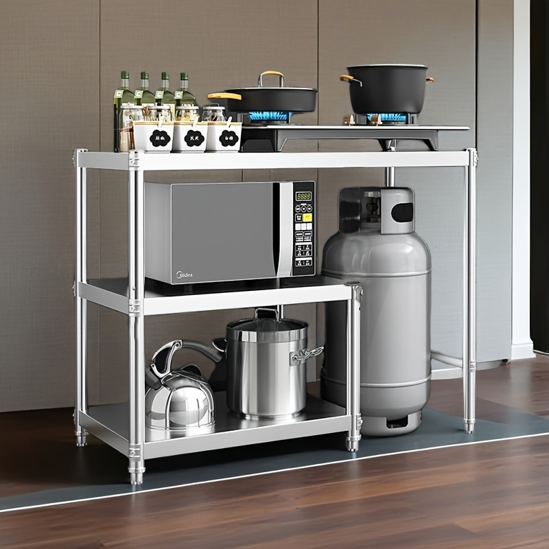 Heavy-Duty Stainless Steel Kitchen Storage Rack (Non-Food Contact) - 35.4 Inches X 31.5 Inches, Easy to Clean, Space-Saving Design - Durable Freestanding Structure for Organizing Various Kitchen Tools And Appliances