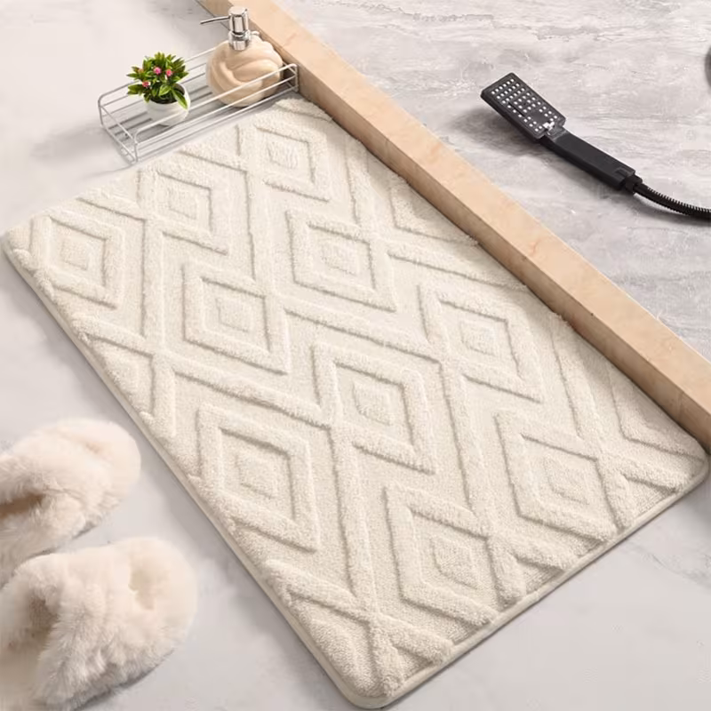 luxury plush bath rug with pvc backing quick dry absorbent knit fabric machine washable non slip bathroom mat 1055gsm 3cm thick 1pc Product details 5