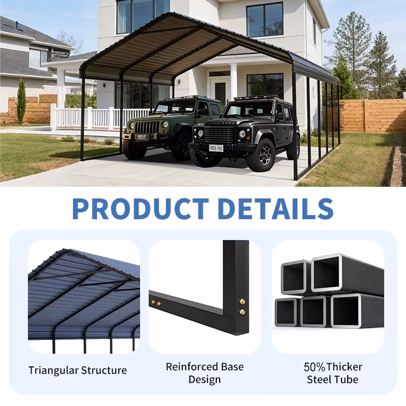 heavy duty carport 20 x 20 10x15 shelter for vehicles boats and equipment durable all weather quick assembly secure reinforced gray white Product details 5