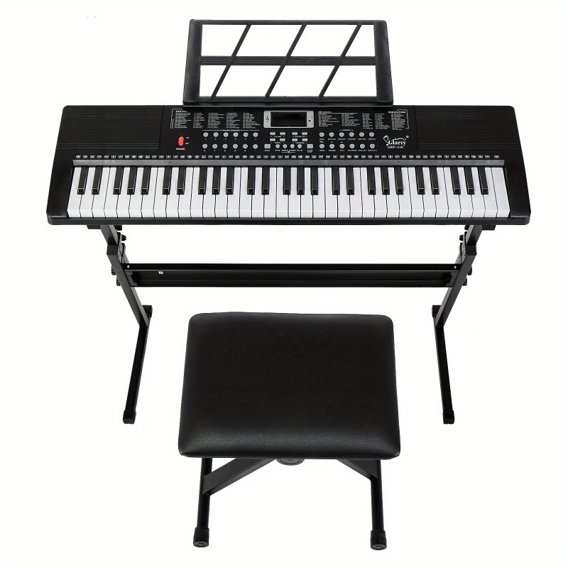 TEMU Piano électronique 61 touches GEP-110 (BD-663) avec support Z et banc, ensemble complet noir pour débutants et