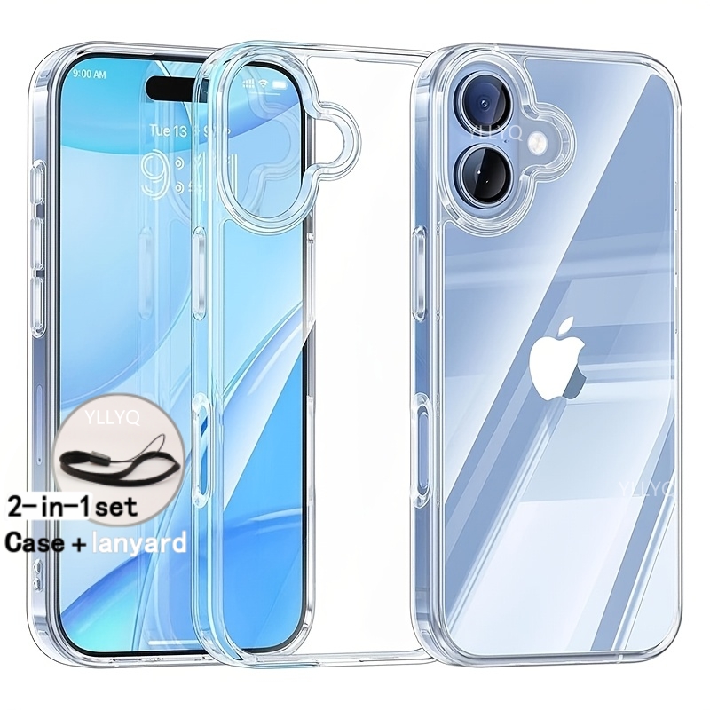 TEMU Custodia per telefono - Set pezzi (1 custodia per telefono e 1 cordino) Elegante custodia antiurto morbida compatibile con iPhone 17 Pro Max Air
