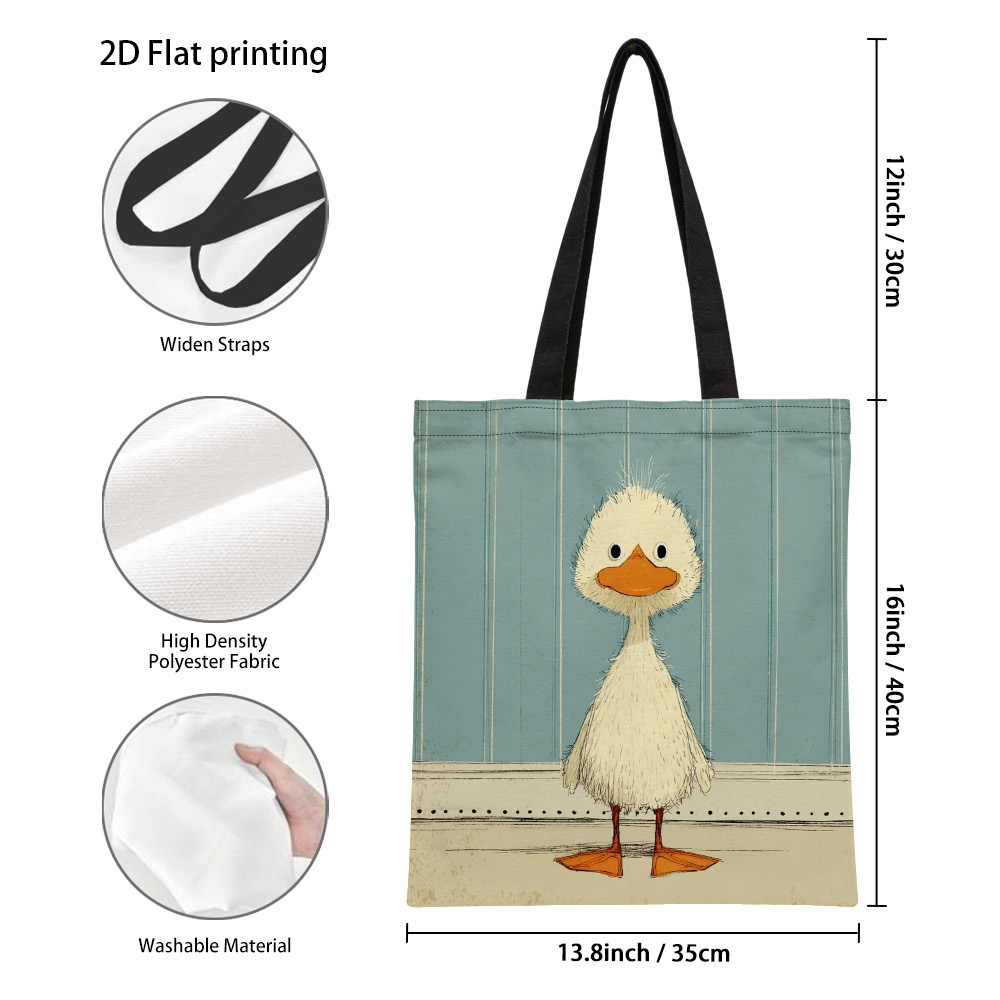 TEMU 1 sac élégant et avec motif de canard debout - Sacs d'épicerie réutilisables spacieux avec bandoulière fixe, sac à main polyvalent pour , le