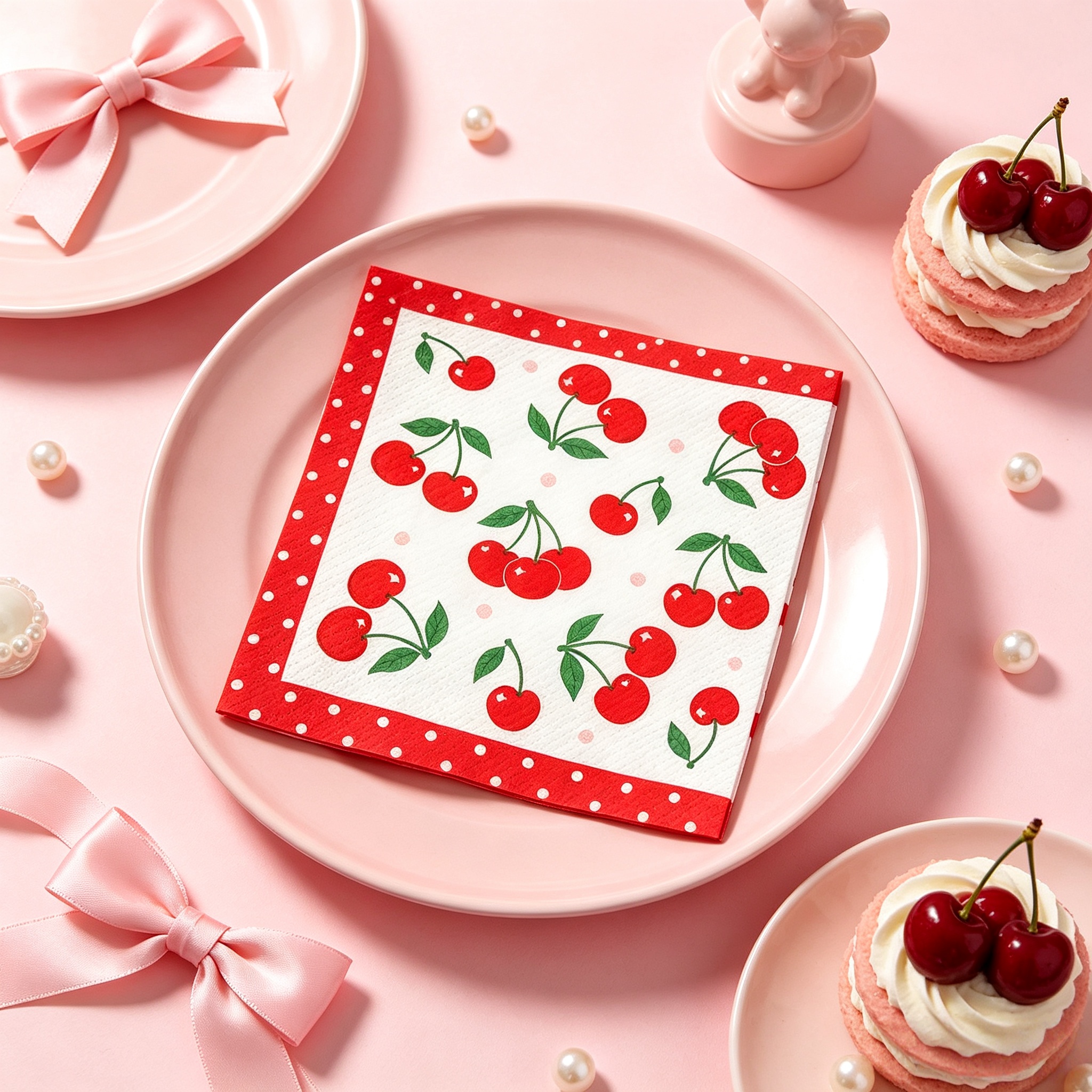 TEMU Lot de 16 serviettes en papier jetables à imprimé , serviettes de table décoratives à pois rouges, serviettes de fête épaisses et absorbantes.