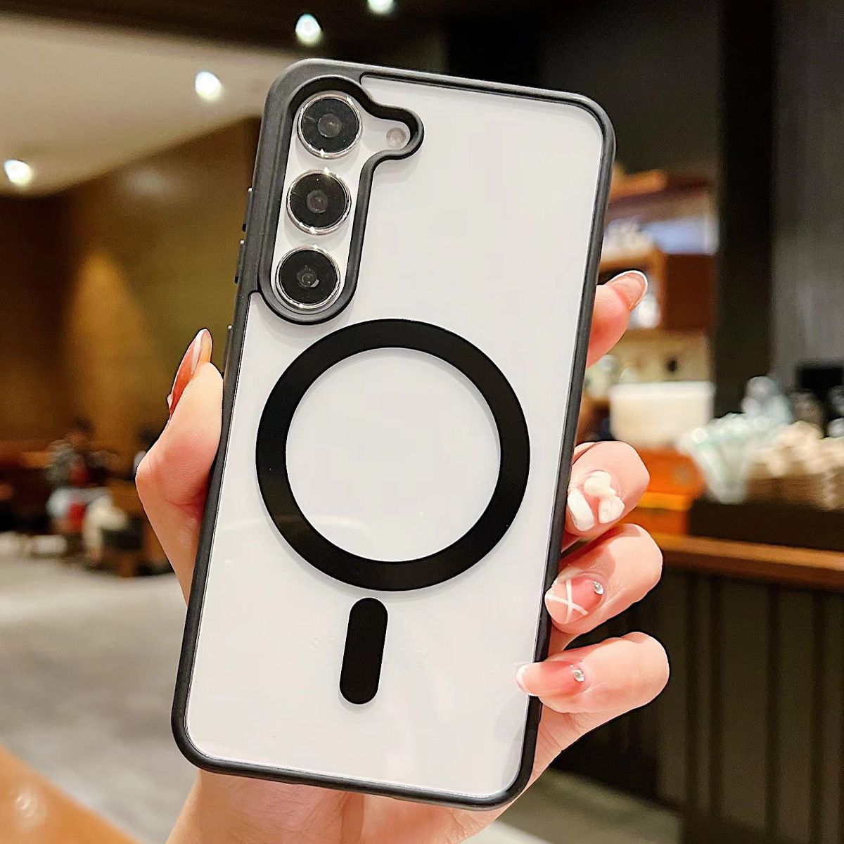 TEMU Phone Case: Magnetic Phone Case Suitable For S26plus, , 24ultra, S23fe, Birthday Gift, Couple Cartoon , Fun Graffiti, Transparent Phone Case