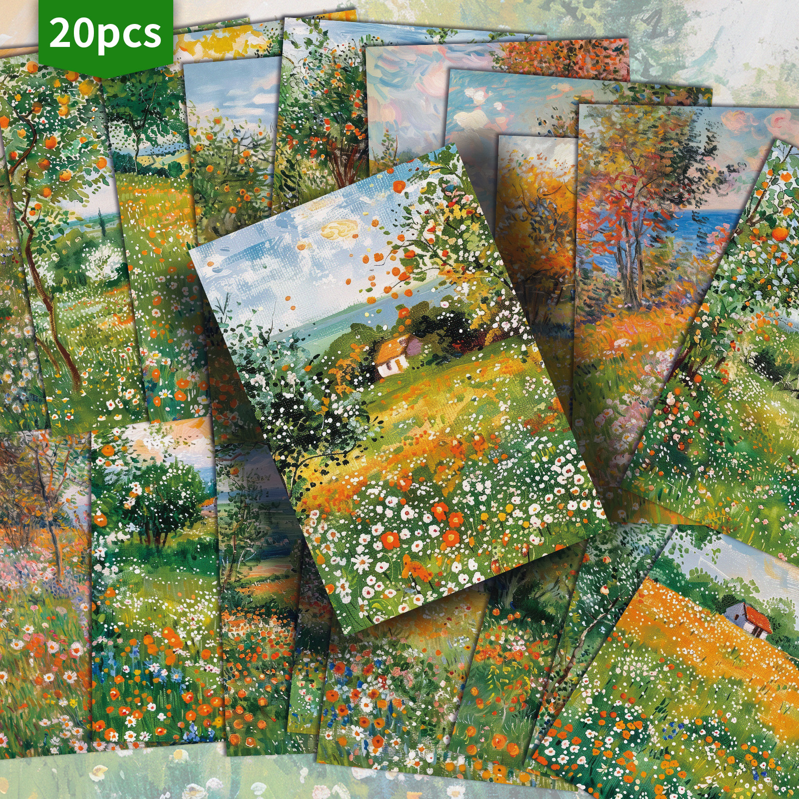 TEMU Set Of 20 Assorted Vintage Spring-themed Gift Cards Featuring Orange Groves, Measuring 4x6 Inches. Retro Junk Journal Papers Showcase Classic