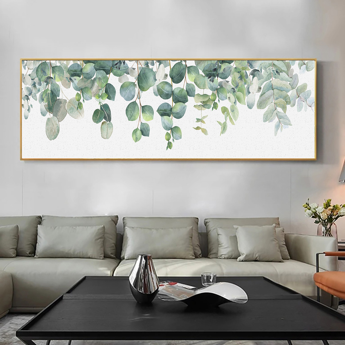 TEMU 1pc Canvas Wall Art For Green Leaves, Home Decoration, Birthday Gift For , Family, For Living Room, Bedroom, Office, Bar Cheap Wall Decor,